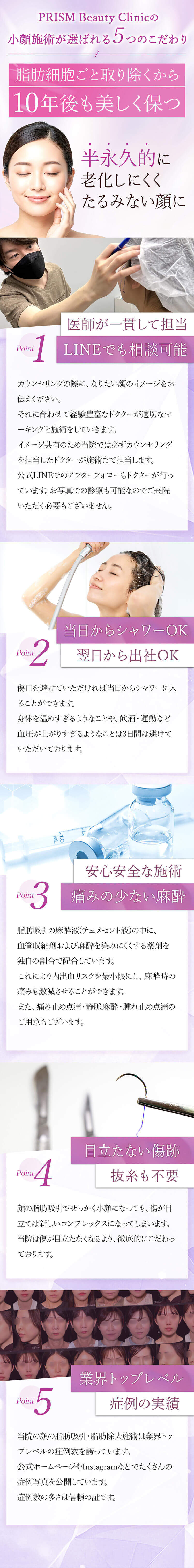 PRISM Beauty Clinicの小顔施術が選ばれる5つのこだわり